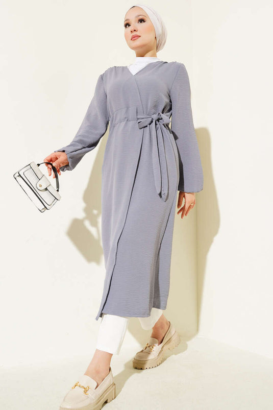 Ayrobin İçten Bağcıklı Hırka Kayrak Grisi