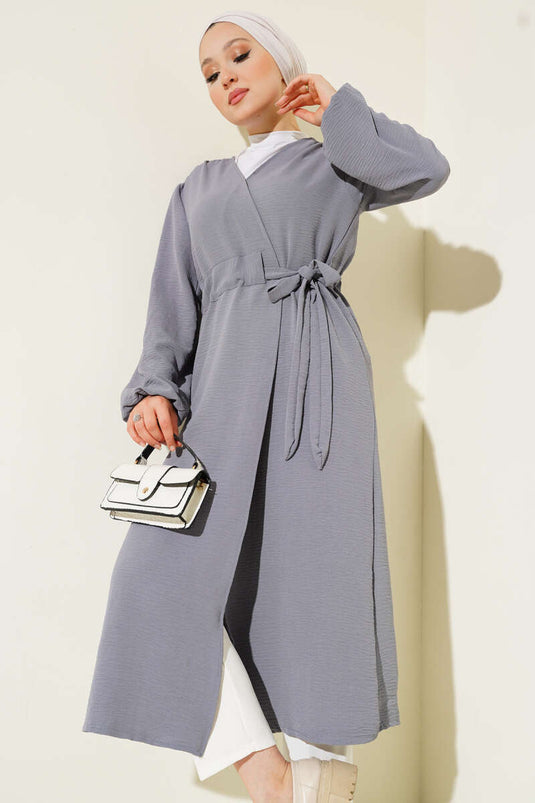 Ayrobin İçten Bağcıklı Hırka Kayrak Grisi