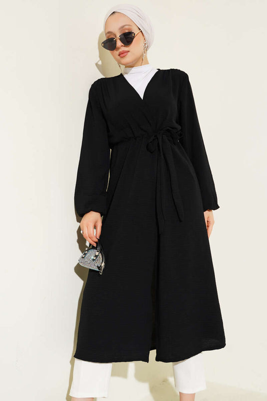 Ayrobin İçten Bağcıklı Hırka Siyah