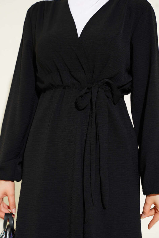 Ayrobin İçten Bağcıklı Hırka Siyah