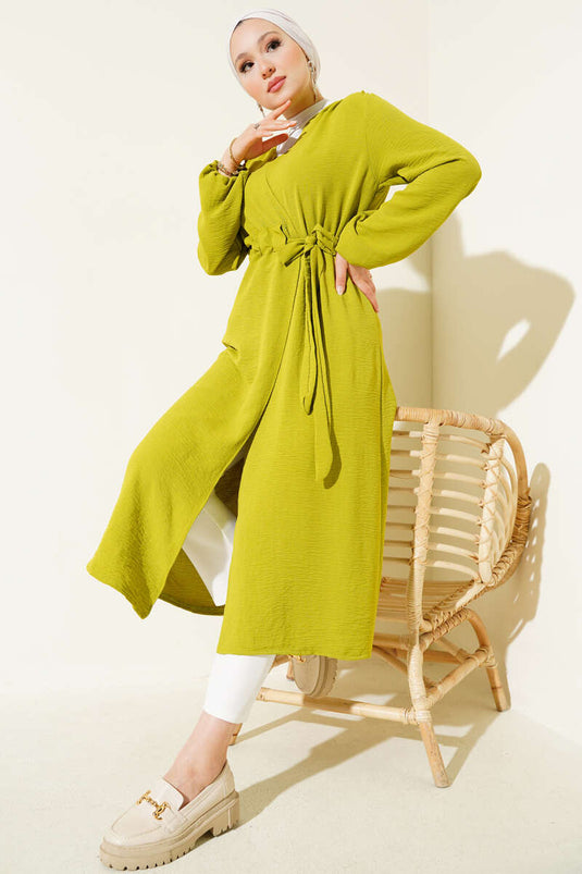 Ayrobin İçten Bağcıklı Hırka Yağ Yeşili