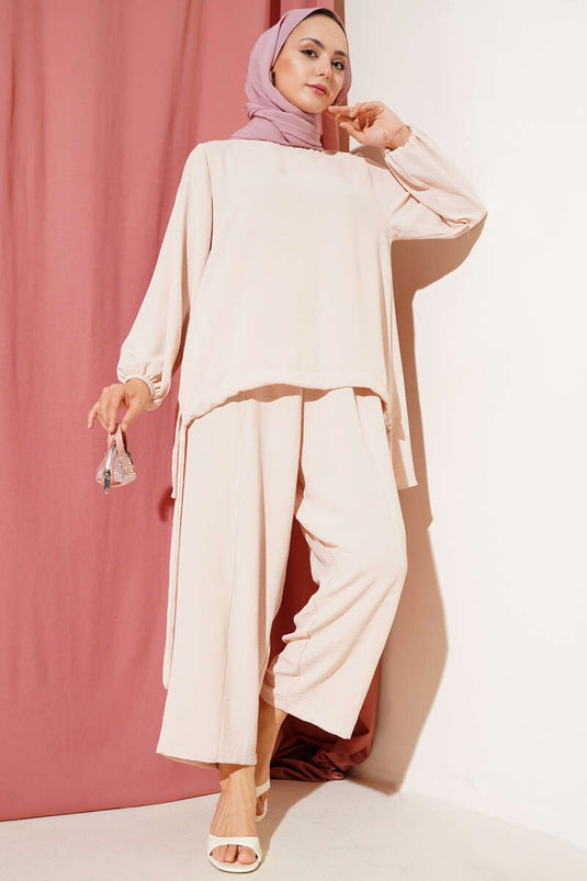 Ayrobin Şalvarlı İkili Takım Bej