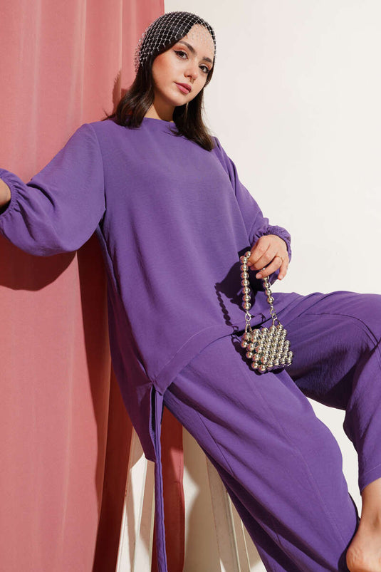 Ayrobin Şalvarlı İkili Takım Lila