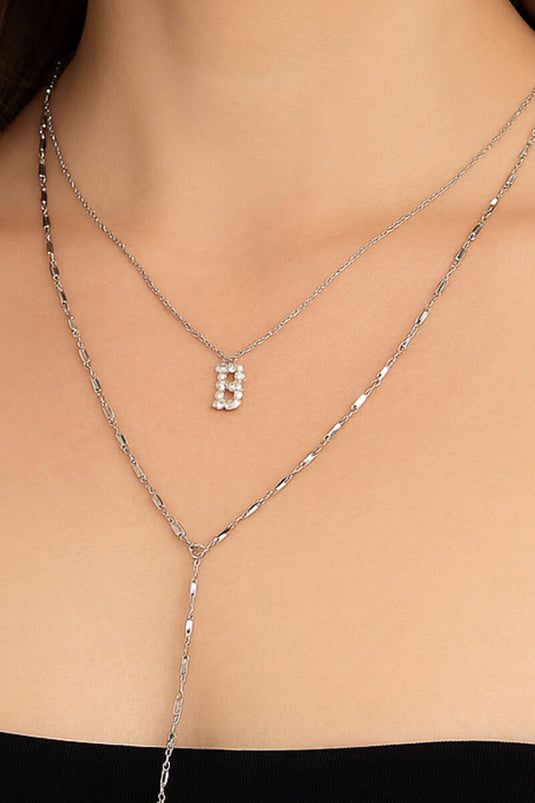 Silver Chain Necklace with the Letter B