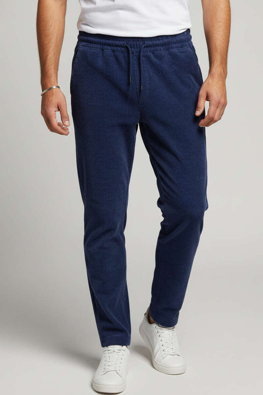 Pantalon ample en velours indigo à lacets pour homme