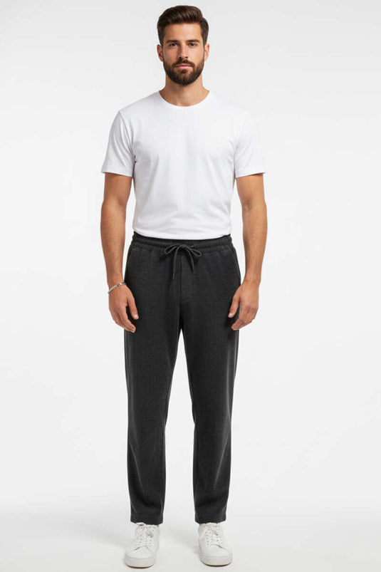 Baggy Lace-up Velvet Men's Trousers Black