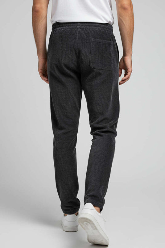 Baggy Lace-up Velvet Men's Trousers Black