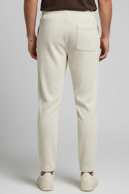 Baggy Lace-up Velvet Men's Trousers in Stone