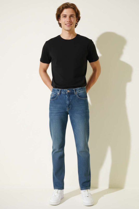 Pantalon en jean ample pour homme, teinte marron