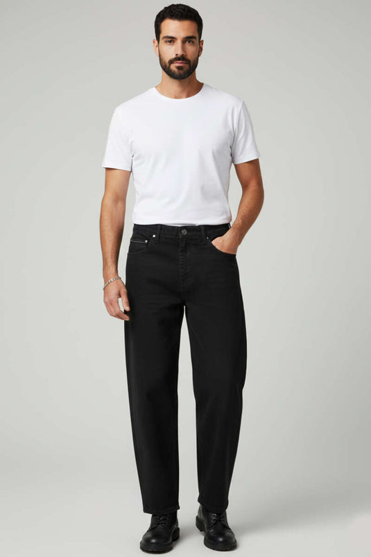 Loose Men's Denim Trousers Black