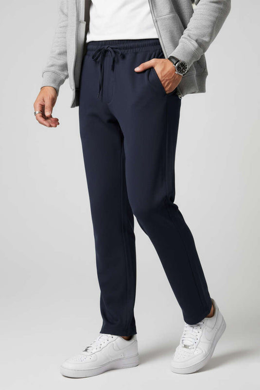 Pantalon ample à cordon de serrage pour homme, bleu marine