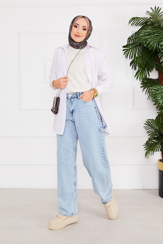 Baggy Cotton Pants Ice Blue