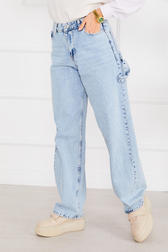 Jeans larghi blu ghiaccio