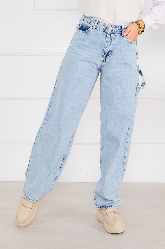 Jeans larghi blu ghiaccio