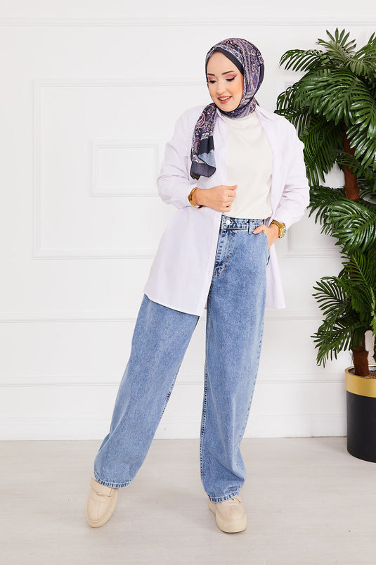 Baggy Modest Jeans Eisblau