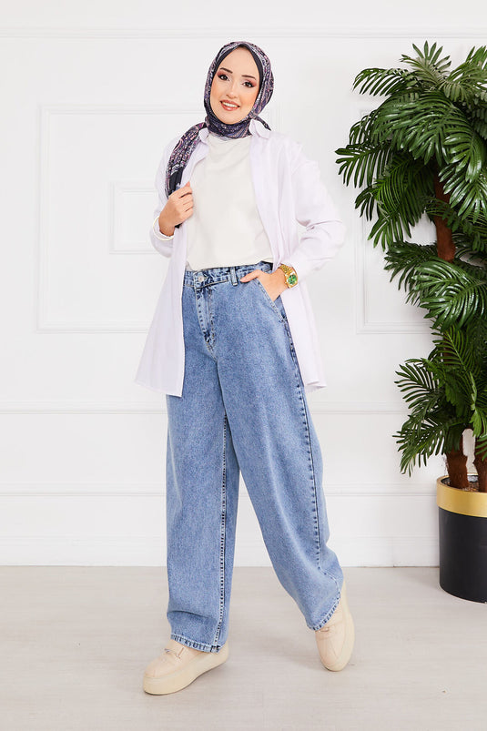 Baggy Modest Jeans Eisblau