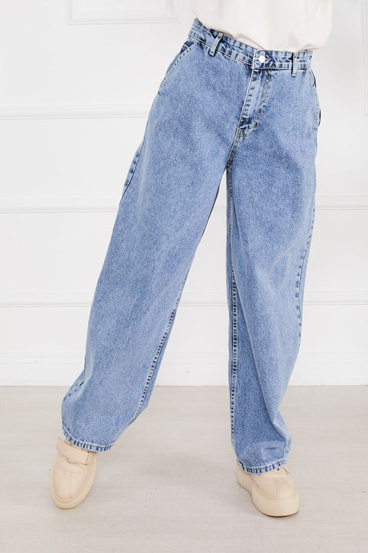 Baggy Modest Jeans Eisblau