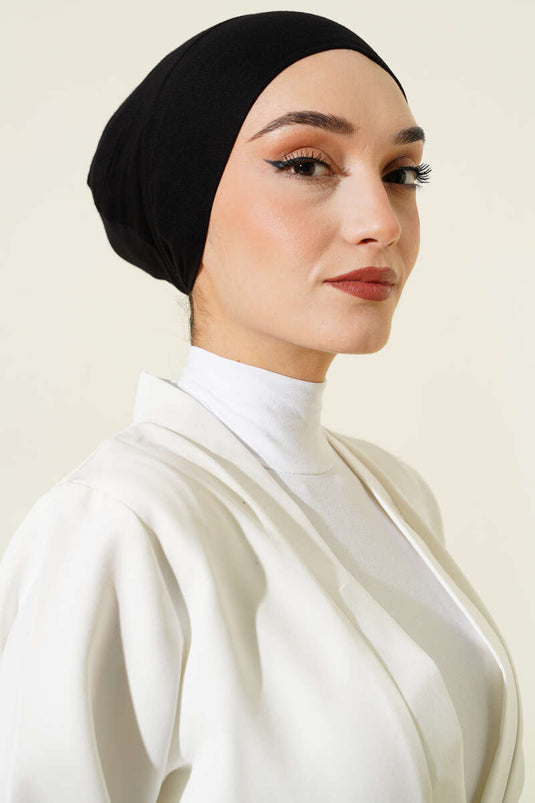 قبعة من الفسكوز برباط، سوداء