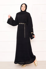 Robe Noire En Maille Ajourée À Motif Baklava