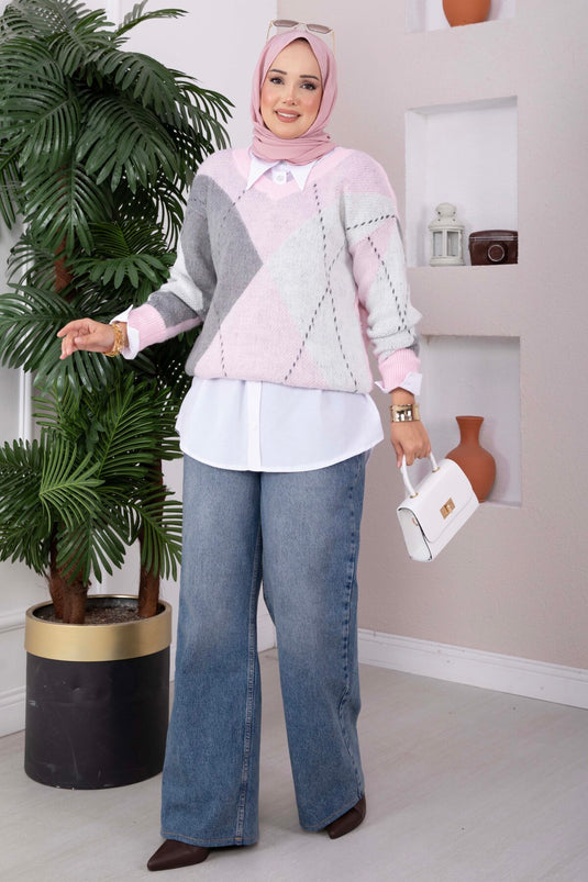 Maglione Con Motivo Baklava Color Polvere