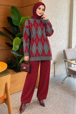 Ensemble En Maille À Motifs Gris Fumé