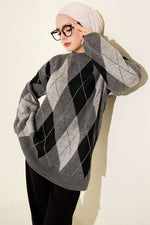 Tunique En Maille À Motifs Gris Fumé