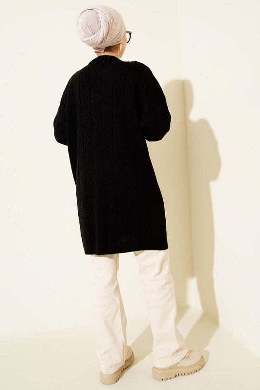 تونيك صوفي فضفاض منقوش بالباكلوفا باللون الأسود