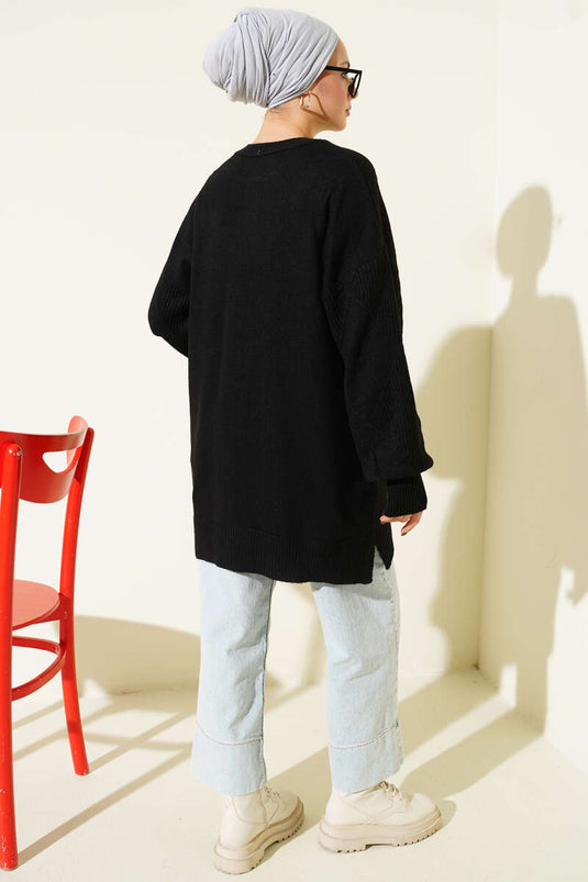 Baklava Embossed Soft Knit Tunic Black