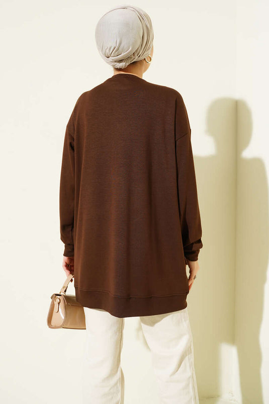 تونيك لويشا مزين بحجر البقلاوة، لون القهوة