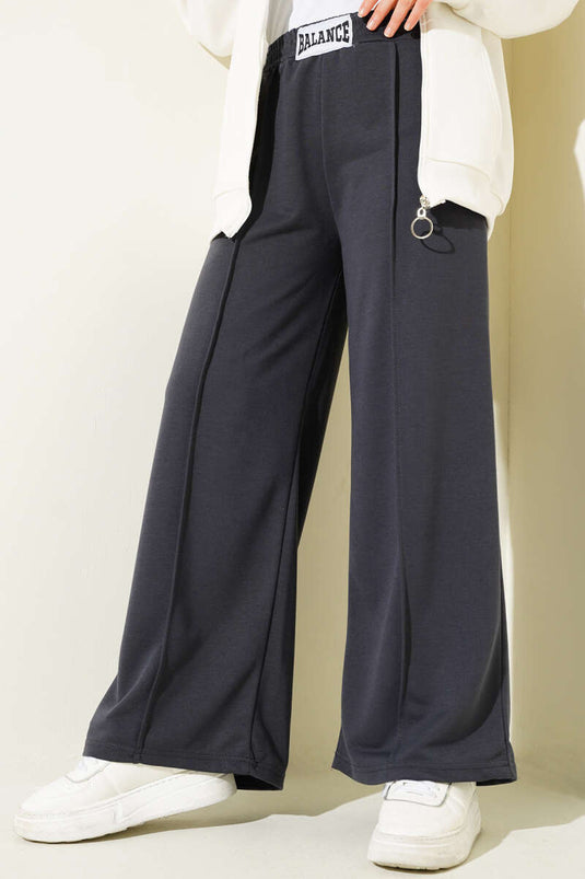 Pantalon élastique à taille emblème Balance fumé