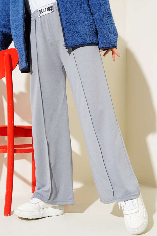 Balance Logo Embroidered Elastic Waist Pants Slate Gray