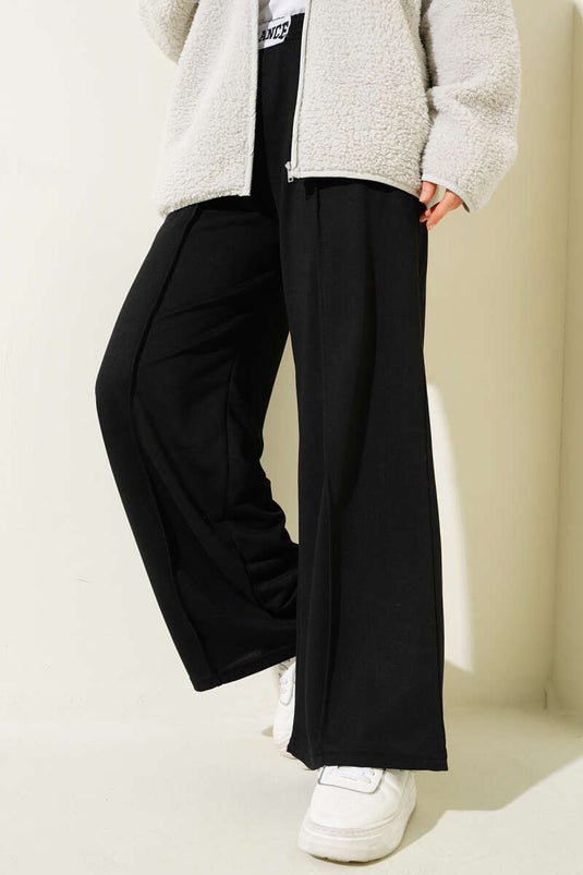 Balance Logo Embroidered Elastic Waist Pants Black