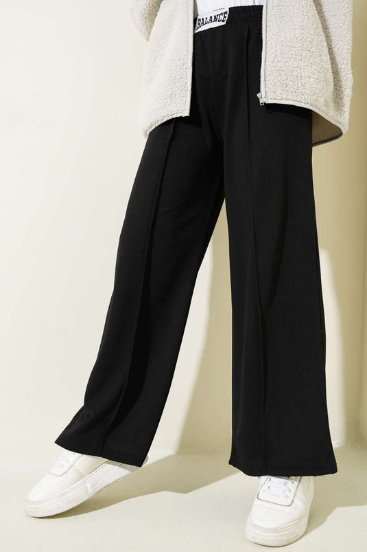 Balance Logo Embroidered Elastic Waist Pants Black