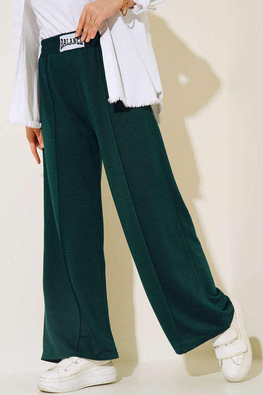 Balance Embroidered Wide Leg Trousers Emerald