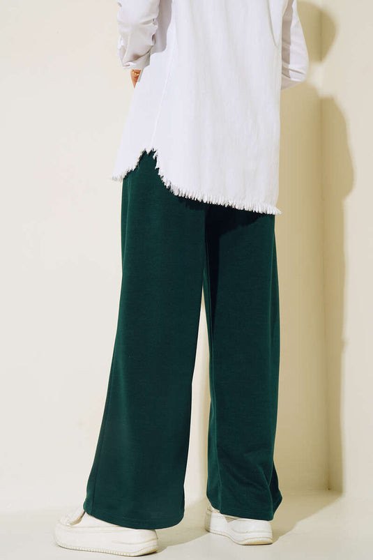 Balance geborduurde broek met wijde pijpen Emerald