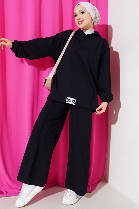 Balance Armalı Kapüşonlu Salaş İkili Takım Lacivert