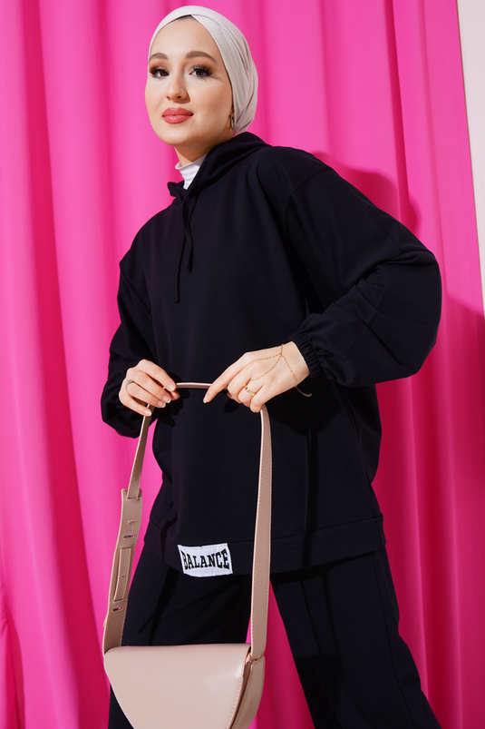 Balance Armalı Kapüşonlu Salaş İkili Takım Lacivert