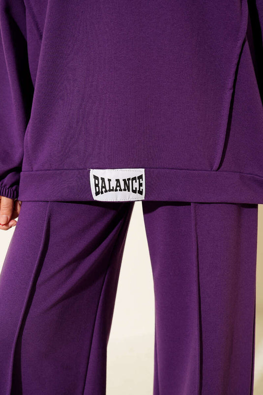 Balance Armalı Kapüşonlu Salaş İkili Takım Mor