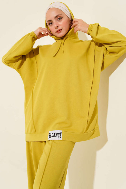 Balance Armalı Kapüşonlu Salaş İkili Takım Yağ Yeşili