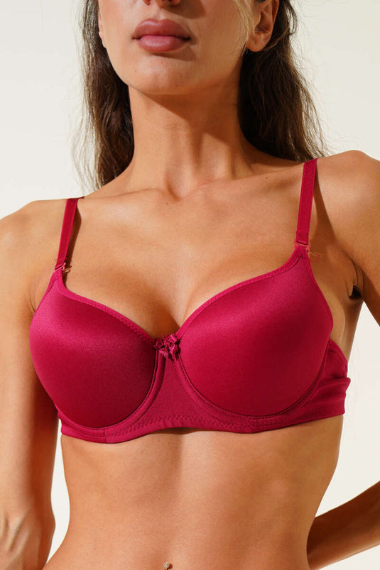 Underwire Plain Bra Burgundy