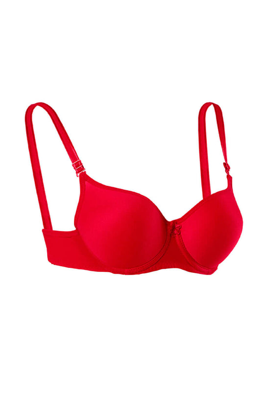 Underwire Plain Bra Red