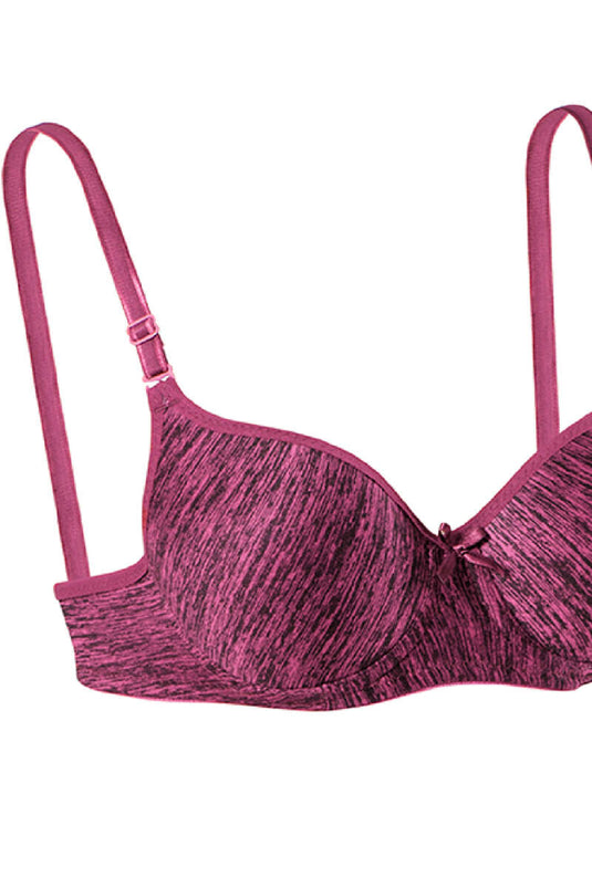Underwire Plain Bra Melange Burgundy