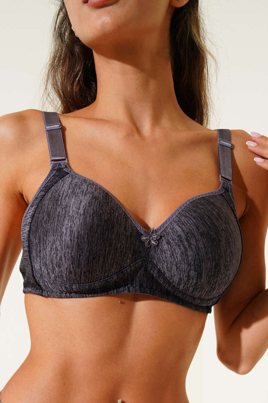 Underwire Plain Bra Melange Smoke