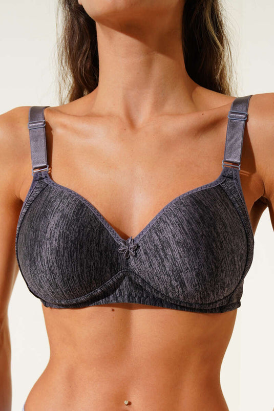 Underwire Plain Bra Melange Smoke