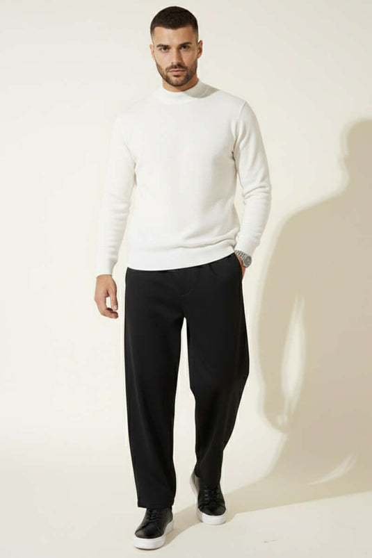 Klassischer Herren-Rollkragenpullover, Ecru