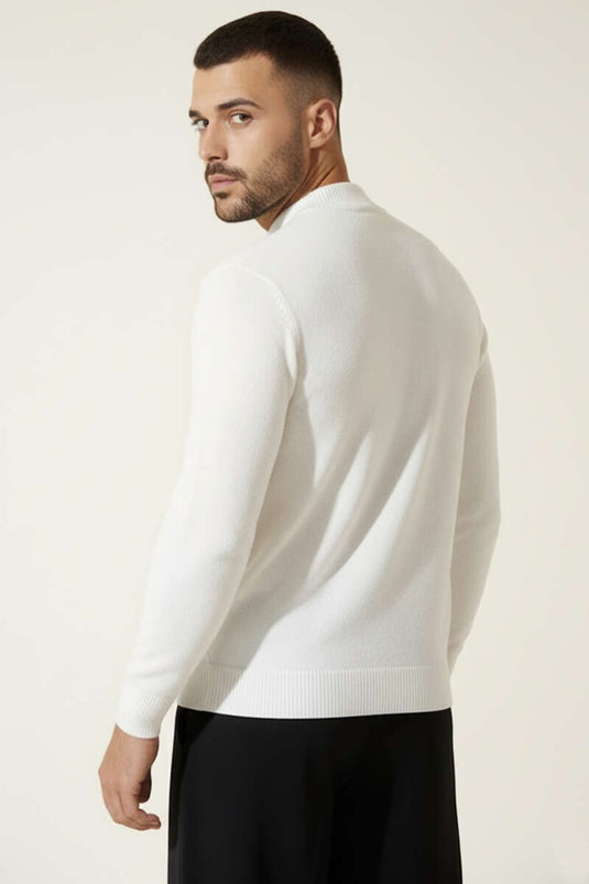 Klassischer Herren-Rollkragenpullover, Ecru
