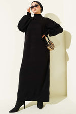 Robe En Tricot À Col Rond Noire