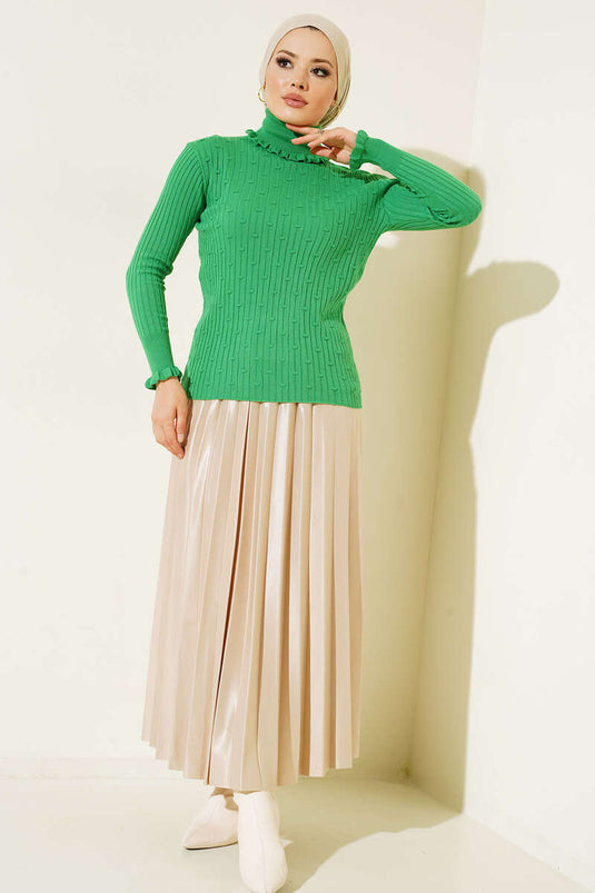 Coltrui Ruche Knitwear Trui Groen