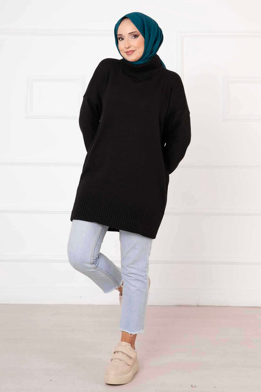 Fisherman Neck Sweater Black