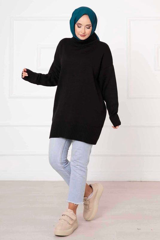 Fisherman Neck Sweater Black